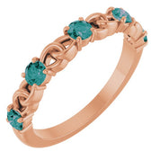 14K Rose Lab-Grown Alexandrite Stackable Ring