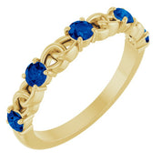 14K Yellow Lab-Grown Blue Sapphire Stackable Ring
