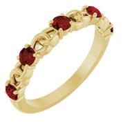 14K Yellow Natural Mozambique Garnet Stackable Ring