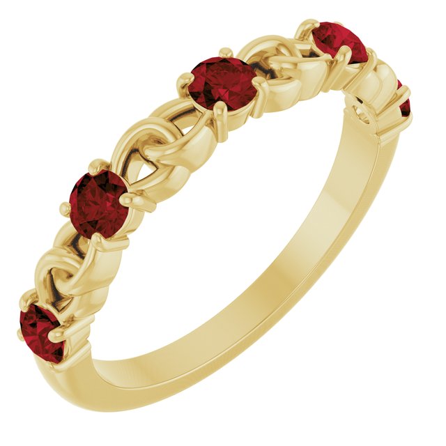 14K Yellow Natural Mozambique Garnet Stackable Ring