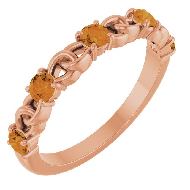 14K Rose Natural Citrine Stackable Ring