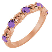 14K Rose  Natural Amethyst Stackable Ring