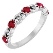 Platinum Lab-Grown Ruby Stackable Ring