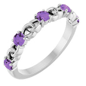 Sterling Silver Natural Amethyst Stackable Ring