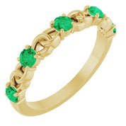 14K Yellow Lab-Grown Emerald Stackable Ring
