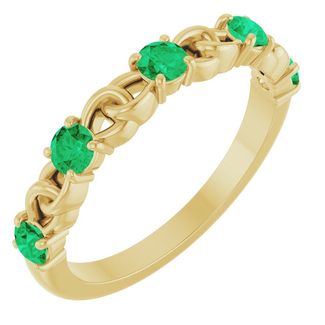 14K Yellow Lab-Grown Emerald Stackable Ring