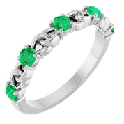 Sterling Silver Lab-Grown Emerald Stackable Ring