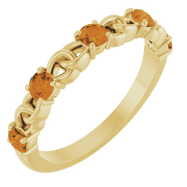 14K Yellow Natural Citrine Stackable Ring