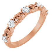 14K Rose Natural White Sapphire Stackable Ring