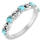Sterling Silver Natural Blue Zircon Stackable Ring