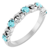 Sterling Silver Natural Blue Zircon Stackable Ring