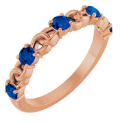 14K Rose Natural Blue Sapphire Stackable Ring