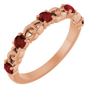14K Rose Natural Mozambique Garnet Stackable Ring
