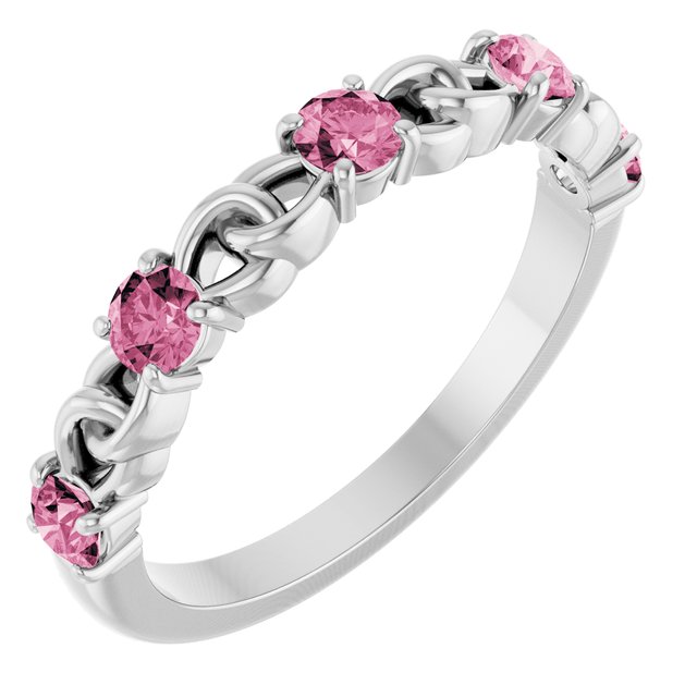 Sterling Silver Natural Pink Tourmaline Stackable Ring