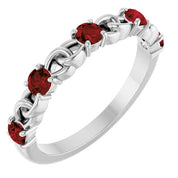Sterling Silver Natural Mozambique Garnet Stackable Ring