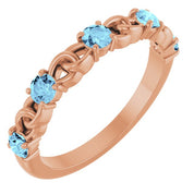 14K Rose Natural Aquamarine Stackable Ring