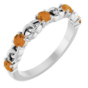 Sterling Silver Natural Citrine Stackable Ring