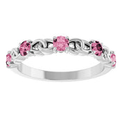 Sterling Silver Natural Pink Tourmaline Stackable Ring
