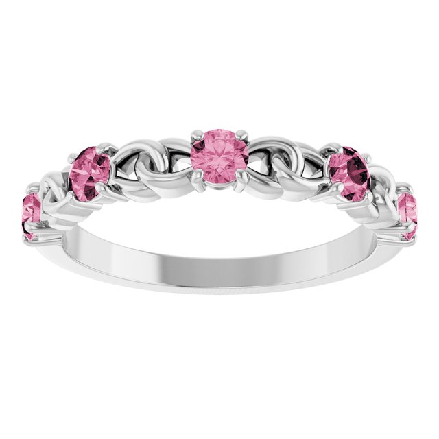 Sterling Silver Natural Pink Tourmaline Stackable Ring
