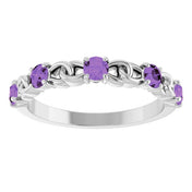 Platinum Natural Amethyst Stackable Ring