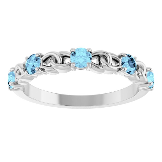 Sterling Silver Natural Aquamarine Stackable Ring