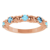 14K Rose Natural Aquamarine Stackable Ring