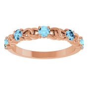 14K Rose Natural Aquamarine Stackable Ring