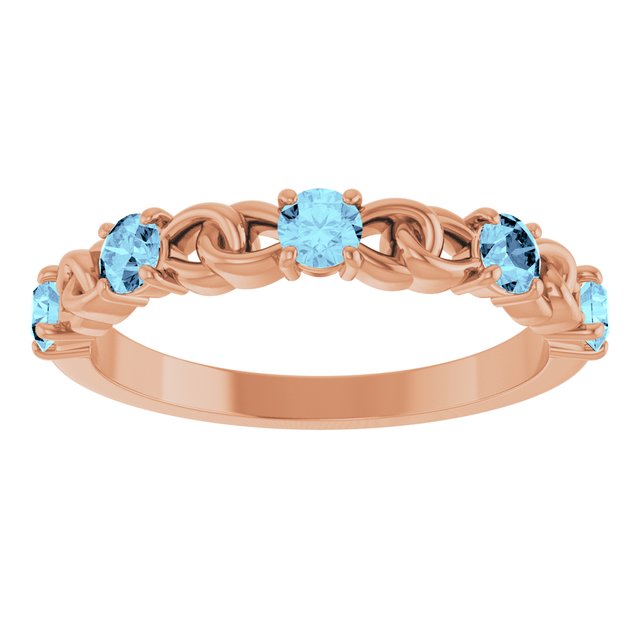 14K Rose Natural Aquamarine Stackable Ring