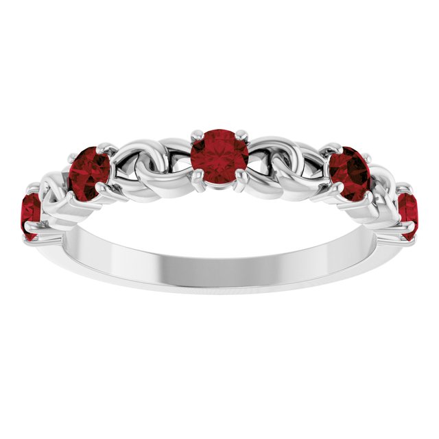 Sterling Silver Natural Mozambique Garnet Stackable Ring