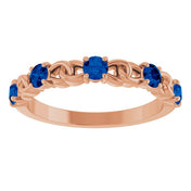 14K Rose Natural Blue Sapphire Stackable Ring