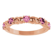 14K Rose Natural Pink Tourmaline Stackable Ring