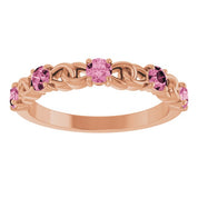 14K Rose Natural Pink Tourmaline Stackable Ring