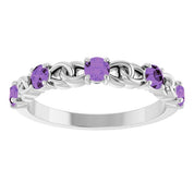 Sterling Silver Natural Amethyst Stackable Ring