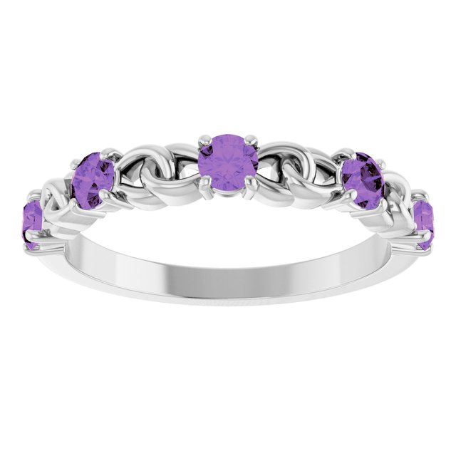 Sterling Silver Natural Amethyst Stackable Ring
