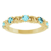 14K Yellow Natural Blue Zircon Stackable Ring