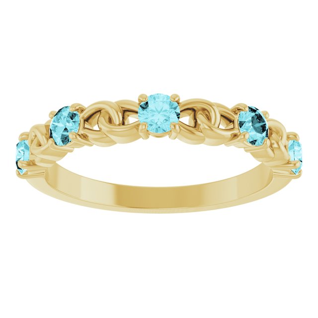 14K Yellow Natural Blue Zircon Stackable Ring