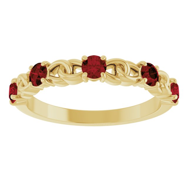14K Yellow Natural Mozambique Garnet Stackable Ring