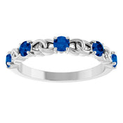14K White Lab-Grown Blue Sapphire Stackable Ring