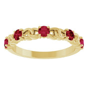 14K Yellow Lab-Grown Ruby Stackable Ring