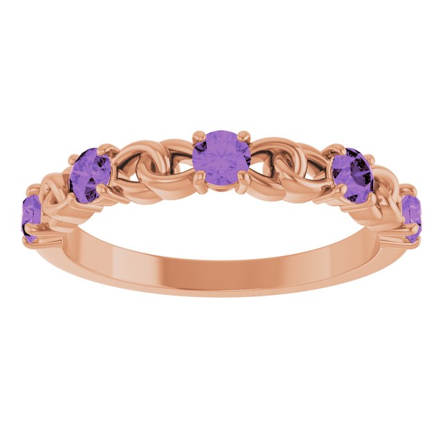 14K Rose  Natural Amethyst Stackable Ring