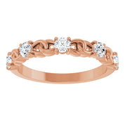 14K Rose Natural White Sapphire Stackable Ring