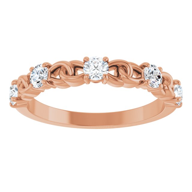 14K Rose Natural White Sapphire Stackable Ring