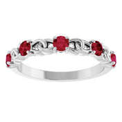 Platinum Lab-Grown Ruby Stackable Ring
