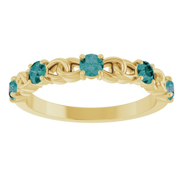 14K Yellow Lab-Grown Alexandrite Stackable Ring