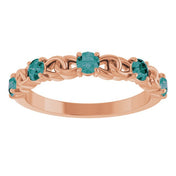 14K Rose Lab-Grown Alexandrite Stackable Ring