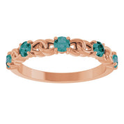 14K Rose Lab-Grown Alexandrite Stackable Ring