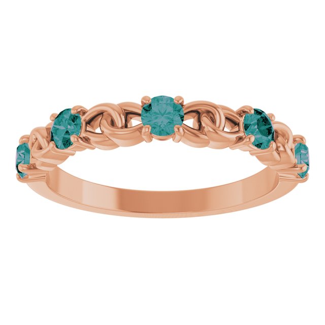 14K Rose Lab-Grown Alexandrite Stackable Ring