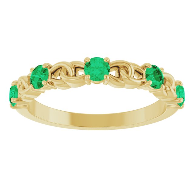 14K Yellow Lab-Grown Emerald Stackable Ring