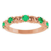 14K Rose Lab-Grown Emerald Stackable Ring