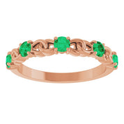 14K Rose Lab-Grown Emerald Stackable Ring